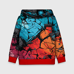 Толстовка-худи детская Красно-голубая разбитая текстура, цвет: 3D-красный