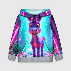 Детская толстовка Ослик в неоновых искрах