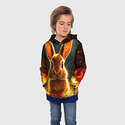 Толстовка-худи детская Зайчик в огне, цвет: 3D-синий — фото 2