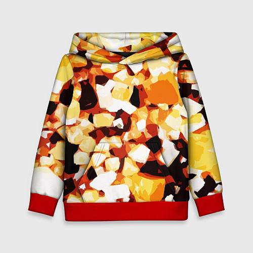 Детская толстовка Жёлто-белая абстракция на чёрном фоне / 3D-Красный – фото 1
