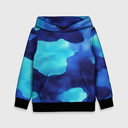 Толстовка-худи детская Камуфляж в синих оттенках, цвет: 3D-черный