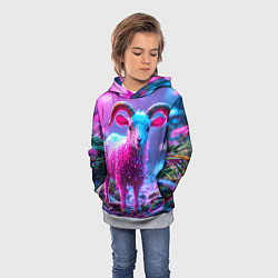 Толстовка-худи детская Козлик в розовом, цвет: 3D-меланж — фото 2