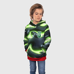 Толстовка-худи детская Зеленый неоновый камуфляж, цвет: 3D-красный — фото 2