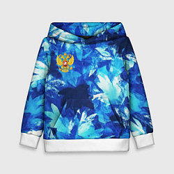 Толстовка-худи детская Синий узорный камуфляж, цвет: 3D-белый
