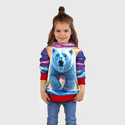 Толстовка-худи детская Белый медведь идет по льдине, цвет: 3D-красный — фото 2