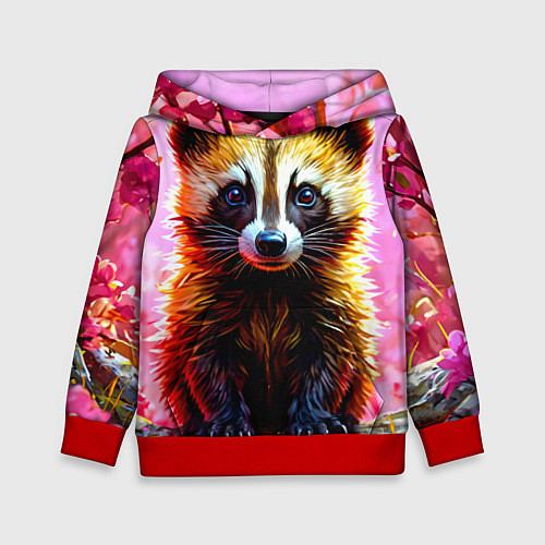 Детская толстовка Росомаха в розовом лесу / 3D-Красный – фото 1