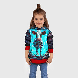 Толстовка-худи детская Корова в разрядах молнии, цвет: 3D-красный — фото 2