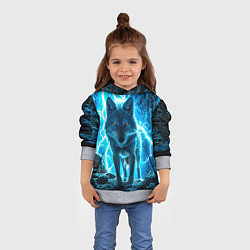 Толстовка-худи детская Волк в разрядах молнии, цвет: 3D-меланж — фото 2