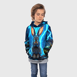 Толстовка-худи детская Заяц в разрядах молний, цвет: 3D-меланж — фото 2