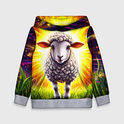 Толстовка-худи детская Овечка в ярких лучах, цвет: 3D-меланж
