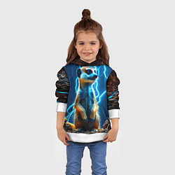 Толстовка-худи детская Сурикат в разрядах молний, цвет: 3D-белый — фото 2