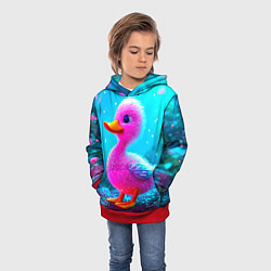 Толстовка-худи детская Розовая уточка, цвет: 3D-красный — фото 2