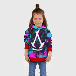 Толстовка-худи детская Assassins creed shadows - neon color, цвет: 3D-красный — фото 2