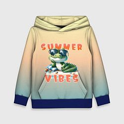 Толстовка-худи детская Крокодил на пляже, цвет: 3D-синий