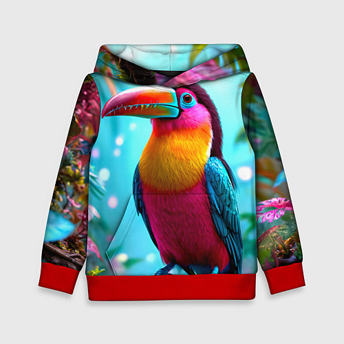 Детская толстовка Тукан в джунглях / 3D-Красный – фото 1