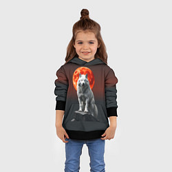 Толстовка-худи детская Белый волк в ночи, цвет: 3D-черный — фото 2