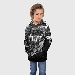 Толстовка-худи детская Civilization - global strategy, цвет: 3D-черный — фото 2