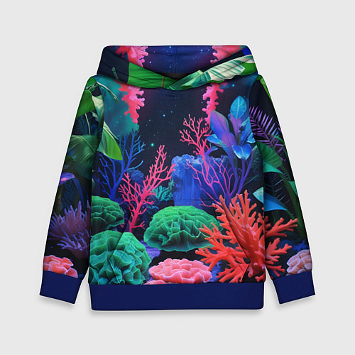 Детская толстовка Подводный мир с кораллами / 3D-Синий – фото 1