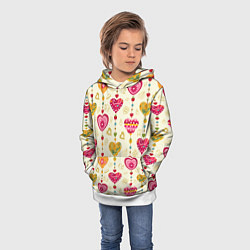 Толстовка-худи детская Сердечки подборка, цвет: 3D-белый — фото 2