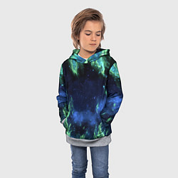 Толстовка-худи детская Зеленые языки пламени, цвет: 3D-меланж — фото 2