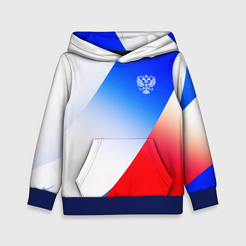 Детская толстовка Герб России на фоне цветов флага градиент / 3D-Синий – фото 1