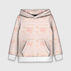 Толстовка-худи детская Узор в этническом стиле розово-бежевый, цвет: 3D-белый