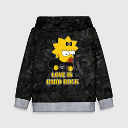 Толстовка-худи детская Мэгги Симпсон love is Hard rock, цвет: 3D-меланж