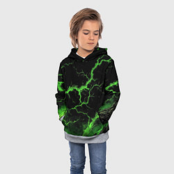 Толстовка-худи детская Зеленая молния разлома, цвет: 3D-меланж — фото 2