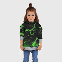 Толстовка-худи детская Зеленая молния разлома, цвет: 3D-меланж — фото 2