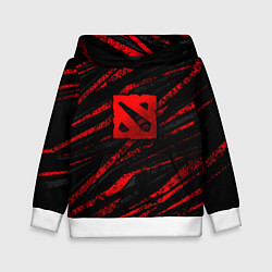 Толстовка-худи детская Dota 2 - красные потертости, цвет: 3D-белый
