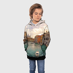 Толстовка-худи детская Гранд-канал Венеции - городской пейзаж, цвет: 3D-черный — фото 2