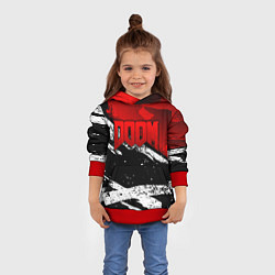 Толстовка-худи детская Дум - белый и красный, цвет: 3D-красный — фото 2