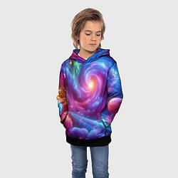 Толстовка-худи детская Neon space fantasy, цвет: 3D-черный — фото 2