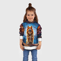 Толстовка-худи детская Финский лаппхунд в космосе, цвет: 3D-белый — фото 2