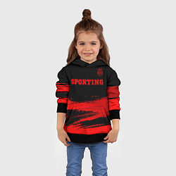 Толстовка-худи детская Sporting - red gradient посередине, цвет: 3D-черный — фото 2
