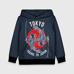 Толстовка-худи детская Токио путешествие в Японию, цвет: 3D-черный