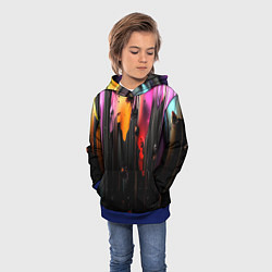 Толстовка-худи детская Разноцветная рельефная краска текстура, цвет: 3D-синий — фото 2