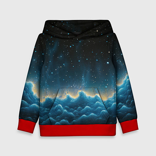 Детская толстовка Облака и черное небо текстура / 3D-Красный – фото 1