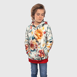 Толстовка-худи детская Паттерн с переплетением цветов, цвет: 3D-красный — фото 2