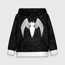 Толстовка-худи детская Знак венома с текстурой симбиота, цвет: 3D-белый