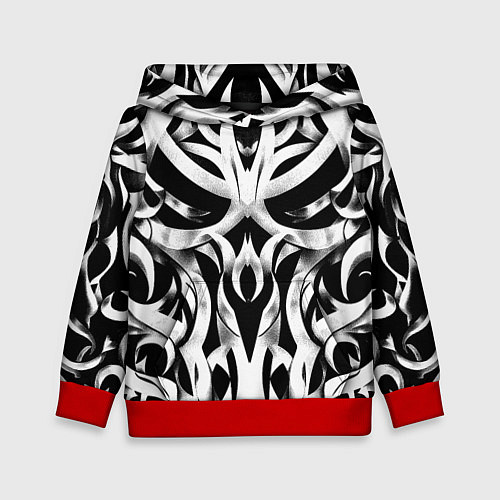 Детская толстовка Абстрактный узор - изогнутые формы трайбл татуиров / 3D-Красный – фото 1