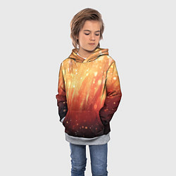 Толстовка-худи детская Желто-красная текстура блестящая, цвет: 3D-меланж — фото 2