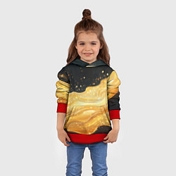 Толстовка-худи детская Золотистая материя на черном фоне, цвет: 3D-красный — фото 2