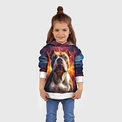 Толстовка-худи детская Американский булль в космосе, цвет: 3D-белый — фото 2
