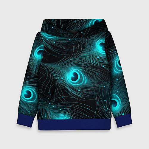 Детская толстовка Светящиеся перья павлина паттерн / 3D-Синий – фото 1