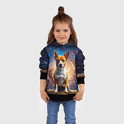 Толстовка-худи детская Басенджи в космосе, цвет: 3D-черный — фото 2