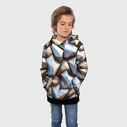 Толстовка-худи детская Каменно металлическая абстракция, цвет: 3D-черный — фото 2