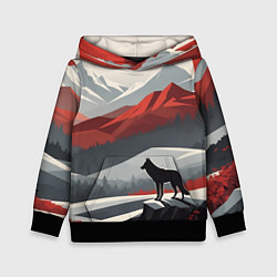 Толстовка-худи детская Лиса и красные горы, цвет: 3D-черный