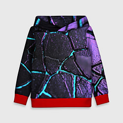 Толстовка-худи детская Фиолетовые плиты с голубым свечением, цвет: 3D-красный