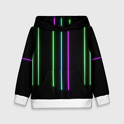 Толстовка-худи детская Neon stripes, цвет: 3D-белый